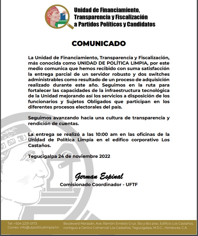 Ltimos Comunicados Uftf Unidad De Financiamiento Transparencia Y